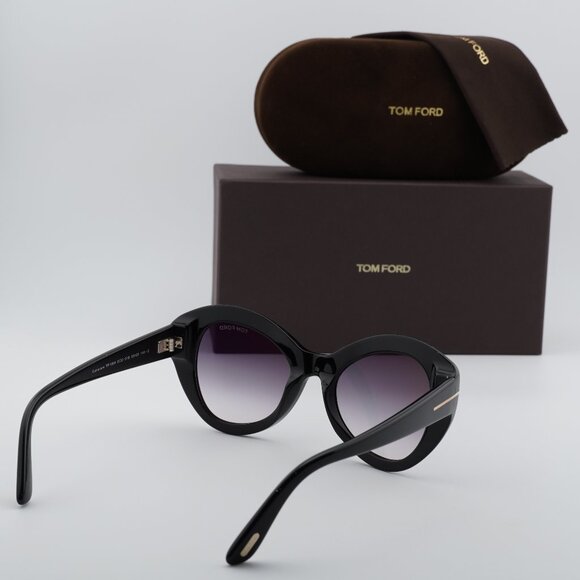 Tom Ford Guinevere FT1084 01B Sunglasses Black Cat Eye Frame, Smoke Lenses